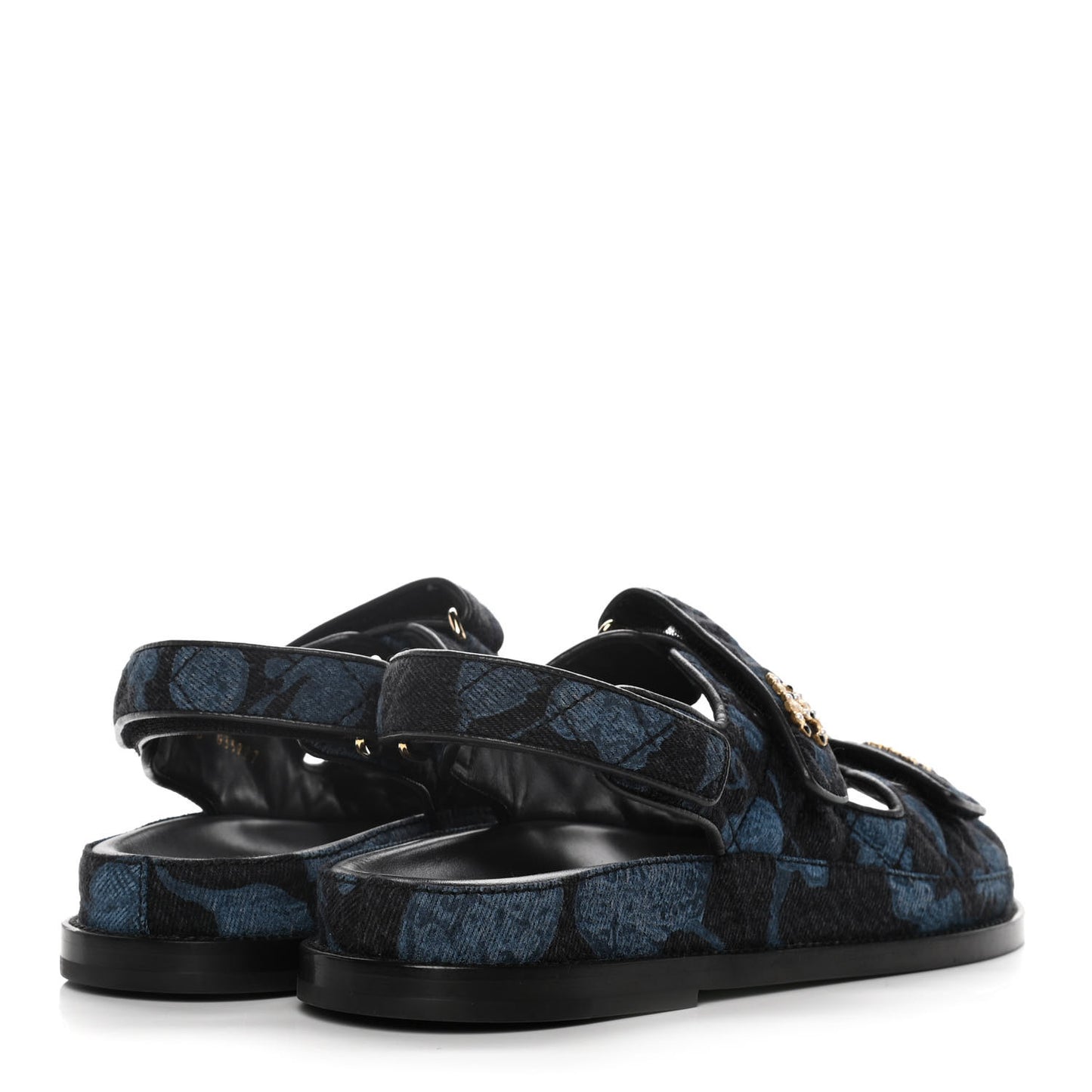 Denim Velcro Dad Sandals 39 Dark Grey Blue Black