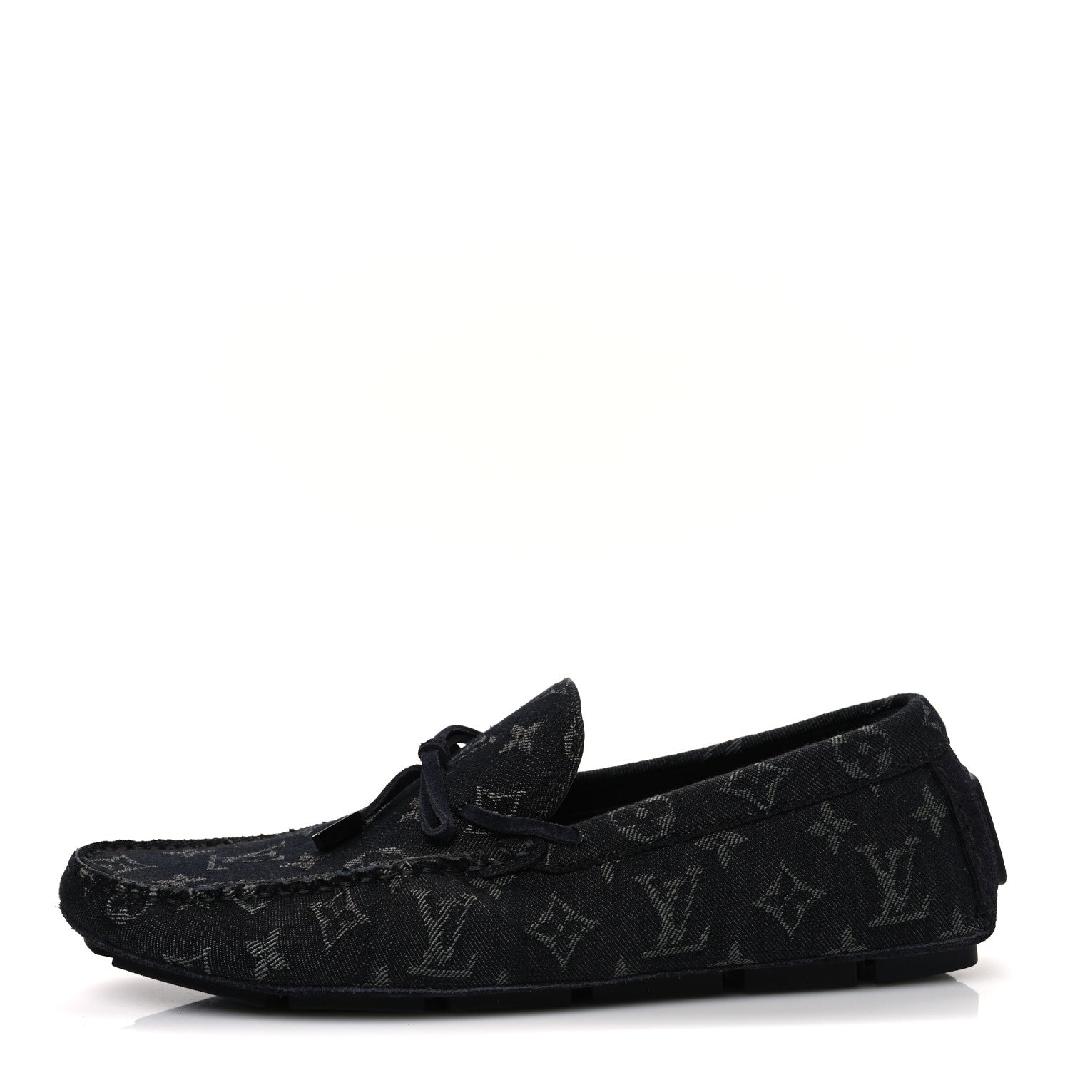 Louis Vuitton Monogram Denim Mens LV Driver Moccasin Loafers 8.5 Black 1 of 10