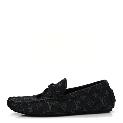 Louis Vuitton Monogram Denim Mens LV Driver Moccasin Loafers 8.5 Black 1 of 10