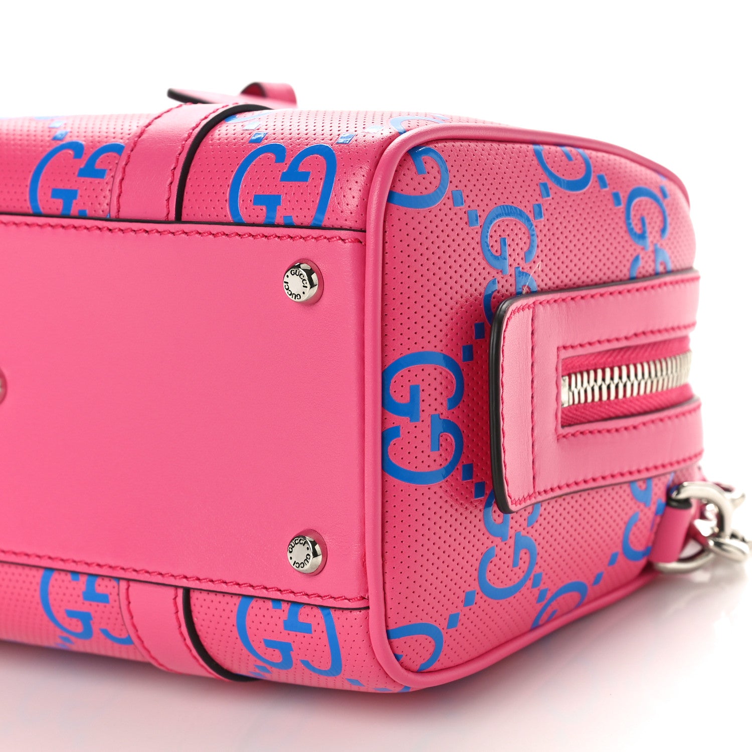 Gucci Calfskin GG Tennis Bi-Color Embossed Mini Duffle Bag Modern Fucsia Modern Blue 11 of 11