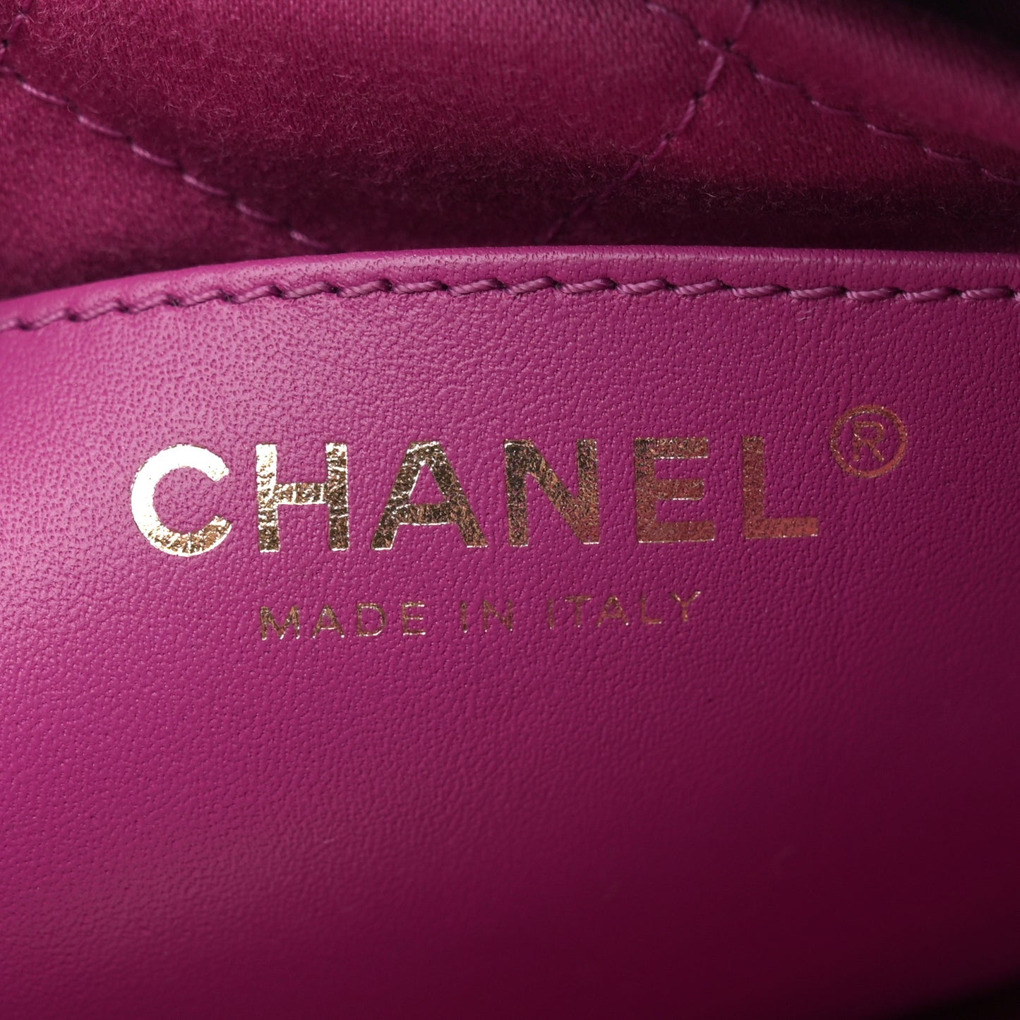 Shiny Calfskin Quilted Mini Chanel 22 Purple
