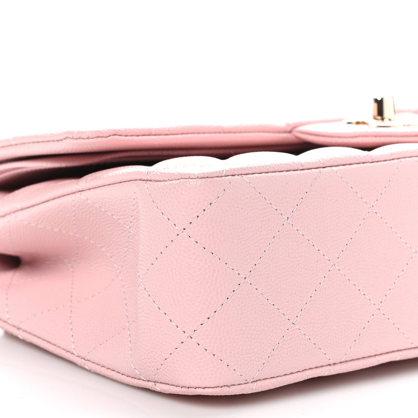 Caviar Quilted Medium Double Flap Light Pink