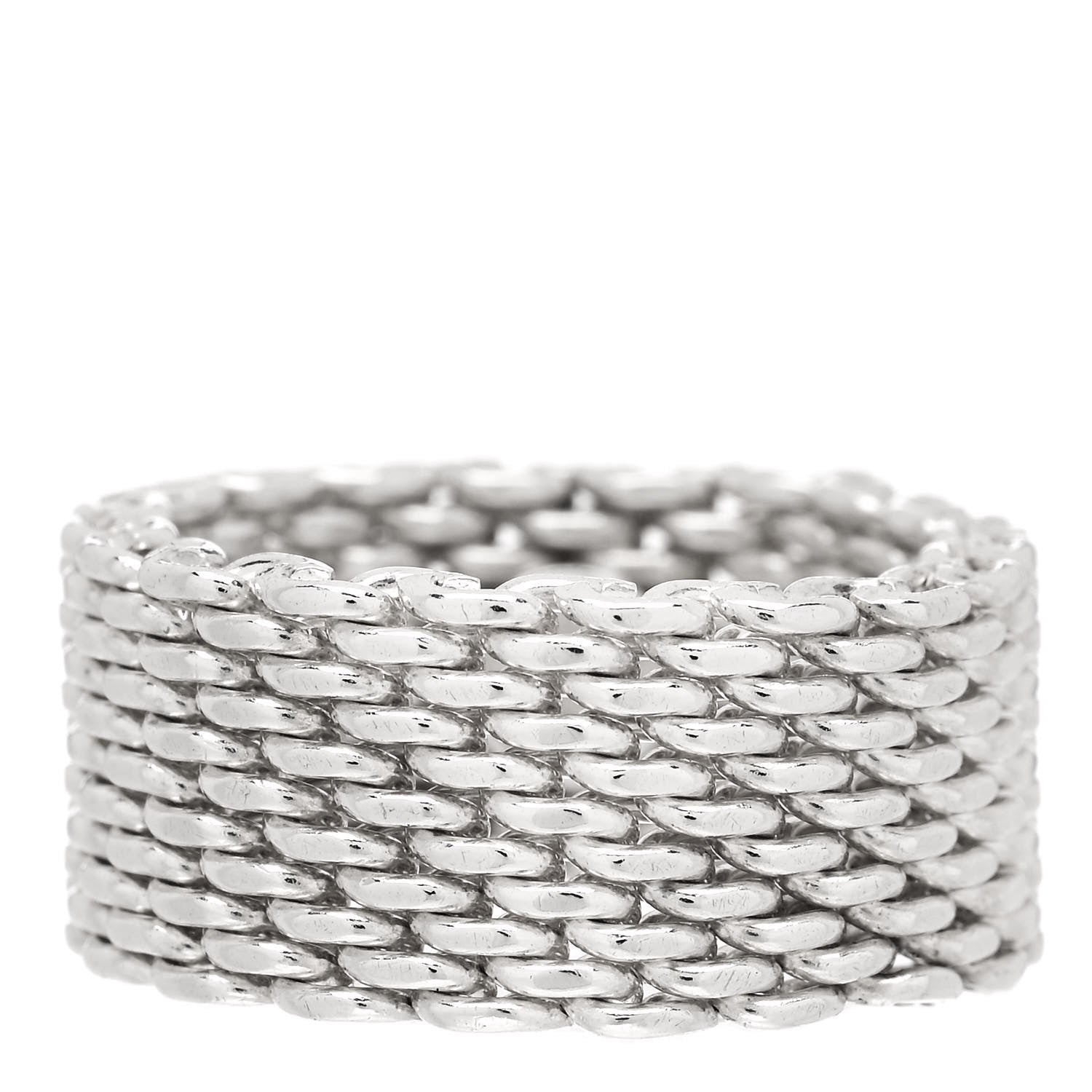 Tiffany Sterling Silver Somerset Mesh Ring 55 7.25 1 of 4