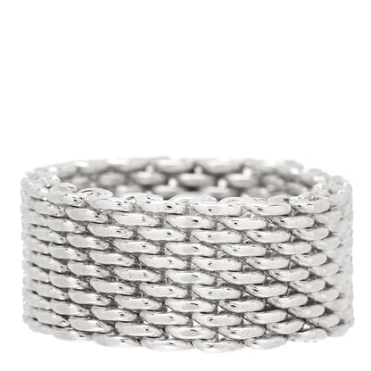 Tiffany Sterling Silver Somerset Mesh Ring 55 7.25 1 of 4