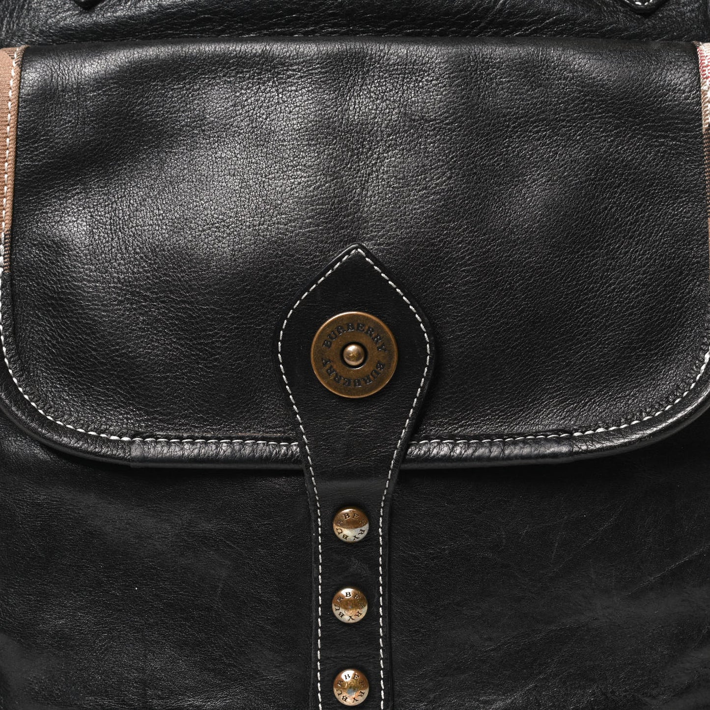 Calfskin Nova Check Trim Shoulder Bag Black