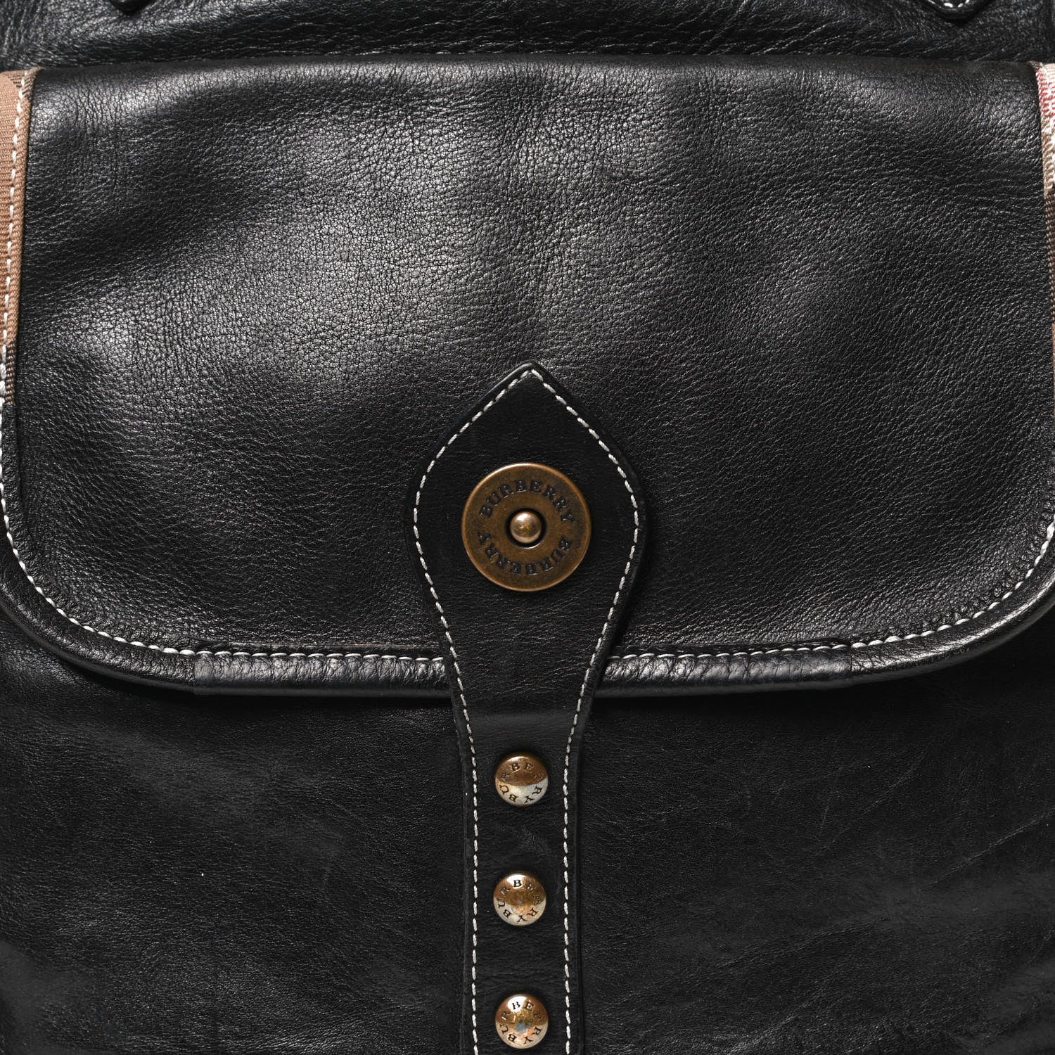 Burberry Calfskin Nova Check Trim Shoulder Bag Black 8 of 14