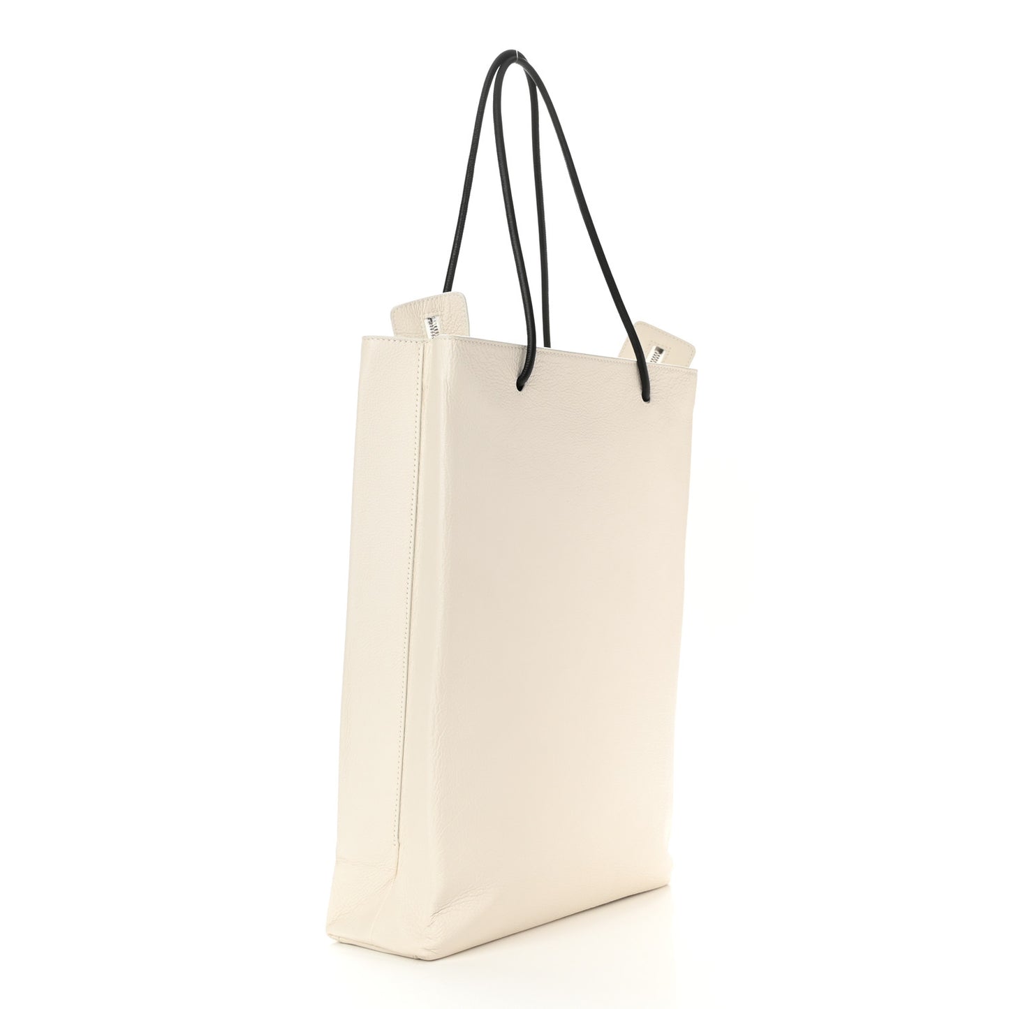 Calfskin Medium Logo North South Shopping Tote White