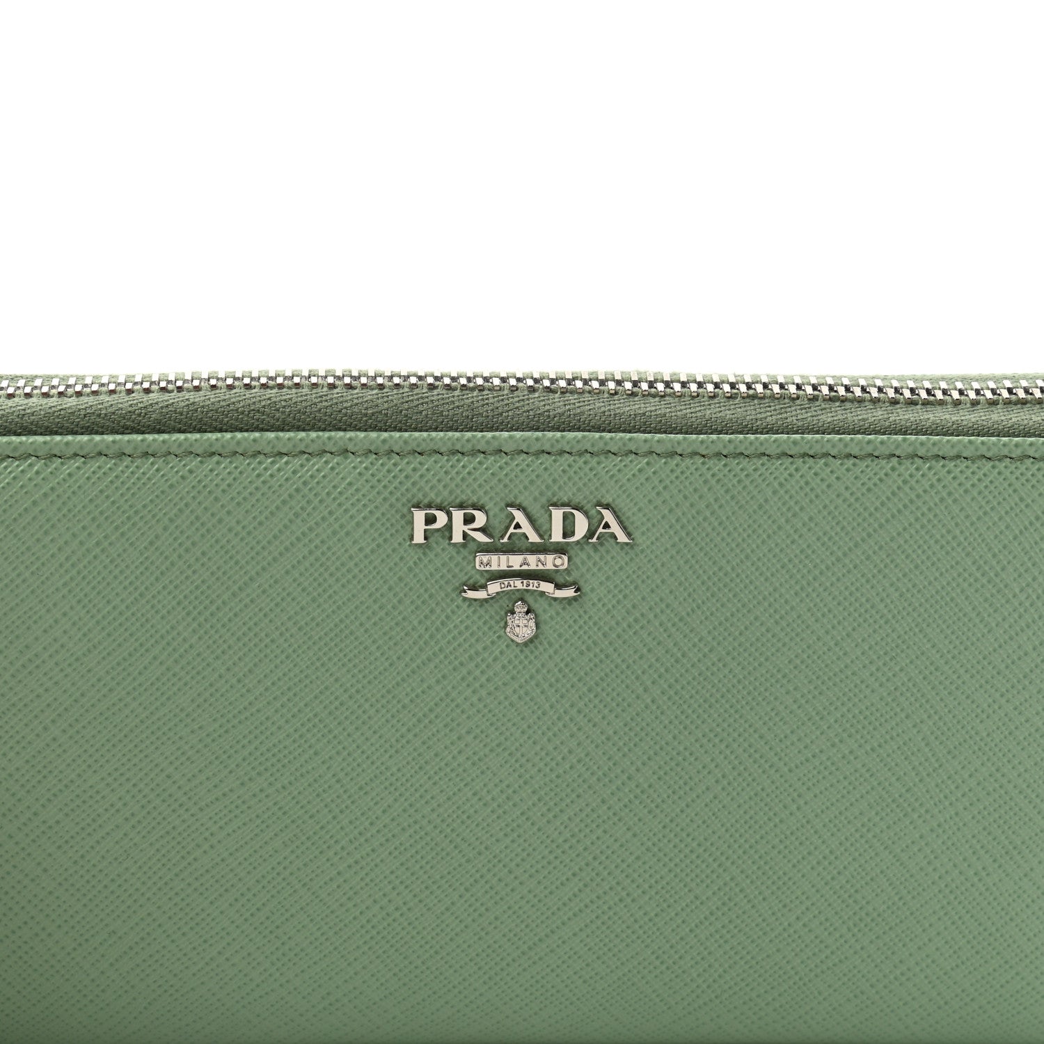 Prada Saffiano Metal Zip Around Wallet Aquamarina 6 of 7