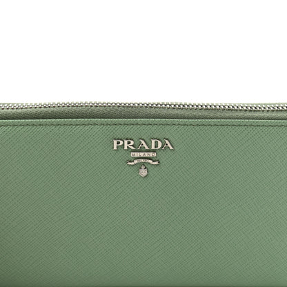 Prada Saffiano Metal Zip Around Wallet Aquamarina 6 of 7