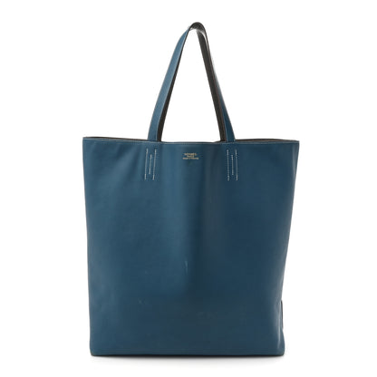 Hermes Taurillon Clemence Double Sens 45 Reversible Tote Bleu Izmir Etain 2 of 19