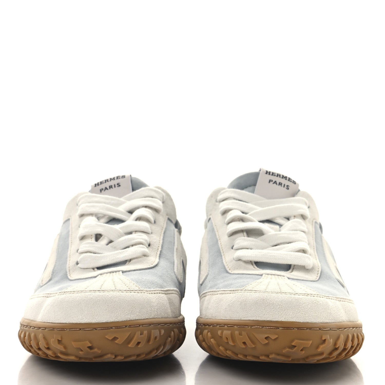 Hermes Suede Goatskin Jet Sneakers 37 Gris Nuage White 1733537