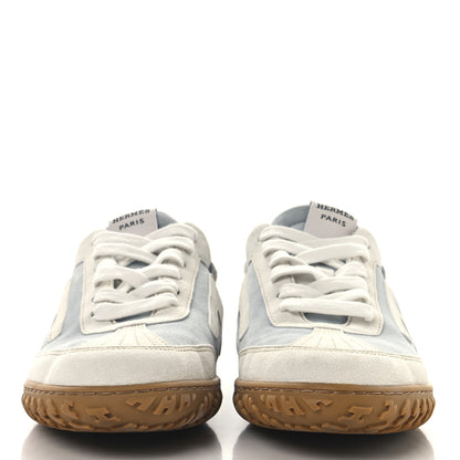 Hermes Suede Goatskin Jet Sneakers 37 Gris Nuage White 3 of 9