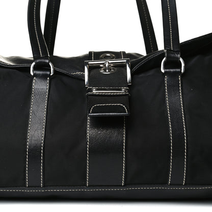 Prada Soft Calfskin Nylon Buckle Shoulder Bag Black 11 of 15