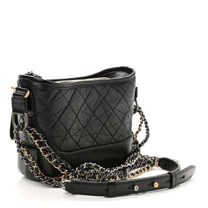 Chanel Aged Calfskin Quilted Small Gabrielle Hobo Black 3 of 11