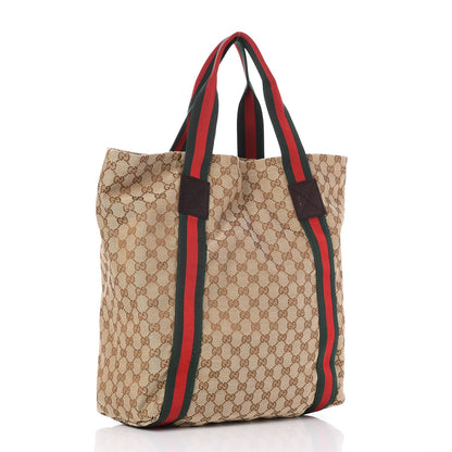 Gucci GG Monogram Medium Web Handle Vertical Tote Dark Brown 3 of 7