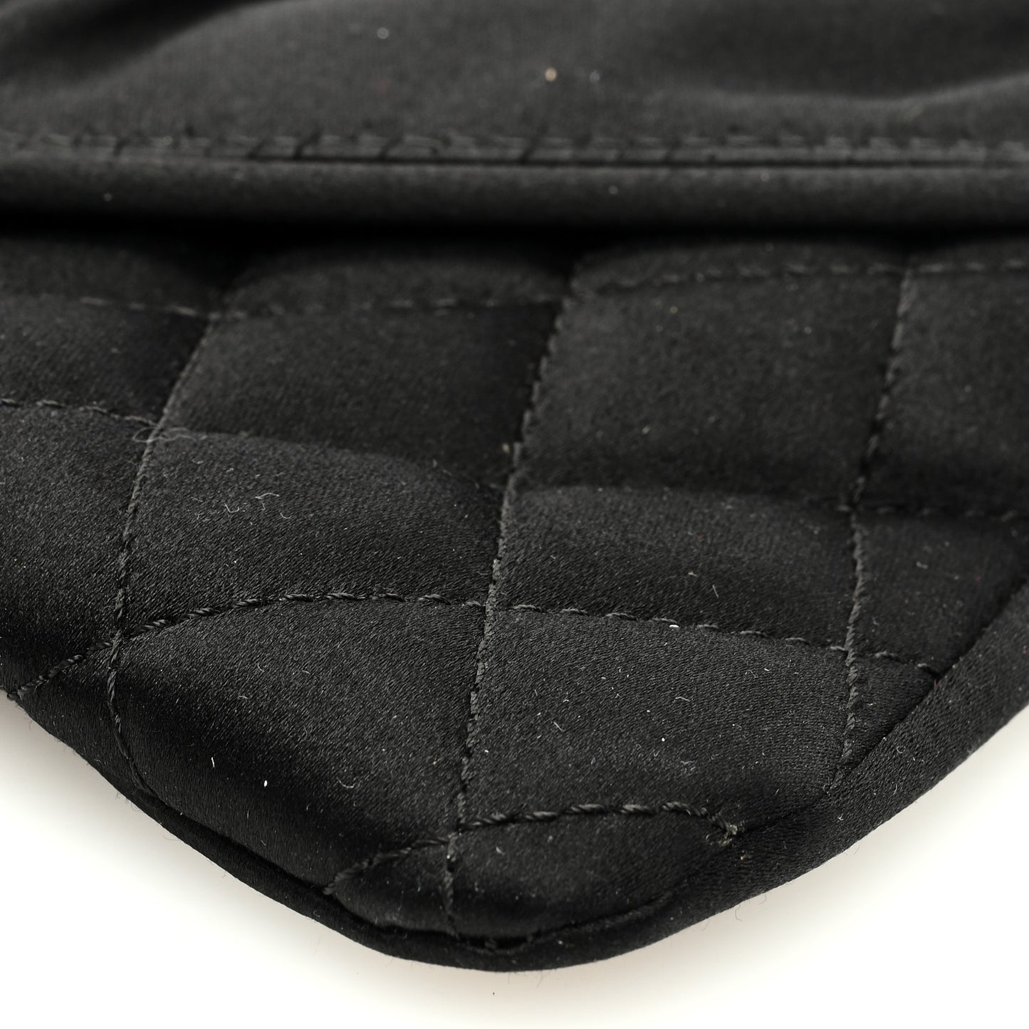 Satin Quilted Flap Clutch Clutch Black