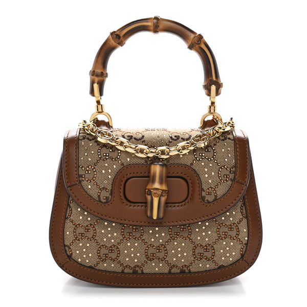 Gucci New Canvas Charisma Calfskin Crystal GG Monogram Small