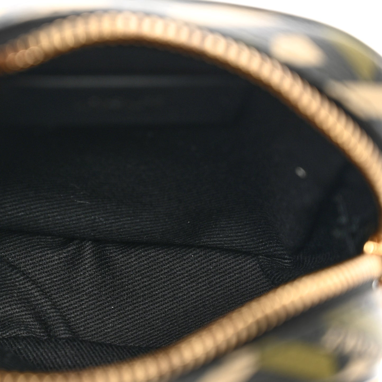 Coated Canvas Calfskin La Greca Square Zip Pouch Black Khaki