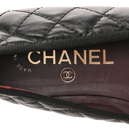 Chanel Aged Calfskin Quilted CC Cap Toe Ballerina Flats 36 Black 7 of 7