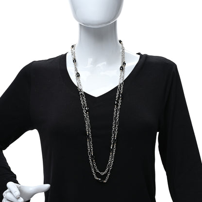 David Yurman Sterling Silver 18K Yellow Gold Black Onyx Figaro Chain Necklace 72" 3 of 5