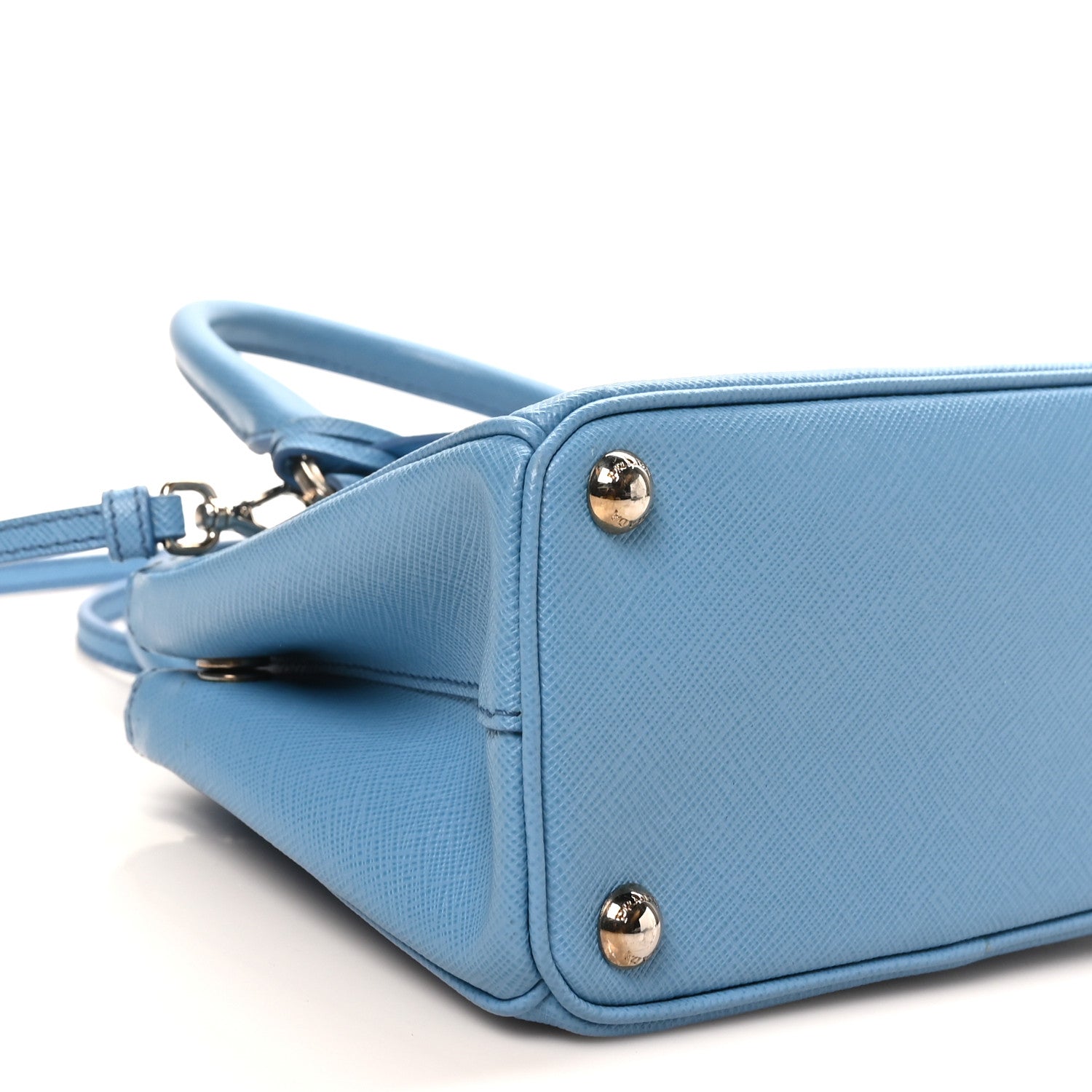 Prada Saffiano Lux Micro Galleria Double Zip Tote Turchese 8 of 9