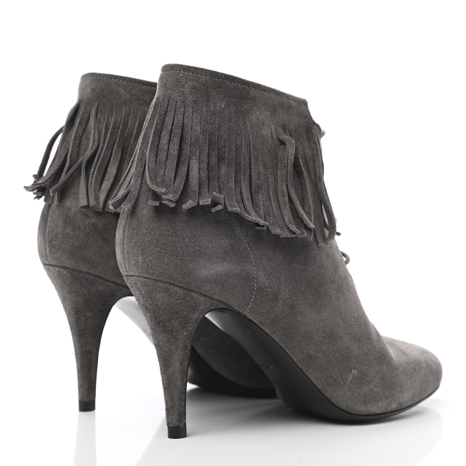 Saint Laurent Suede Fringe Anita 85mm Ankle Boots 35.5 Dark Grey 4 of 11