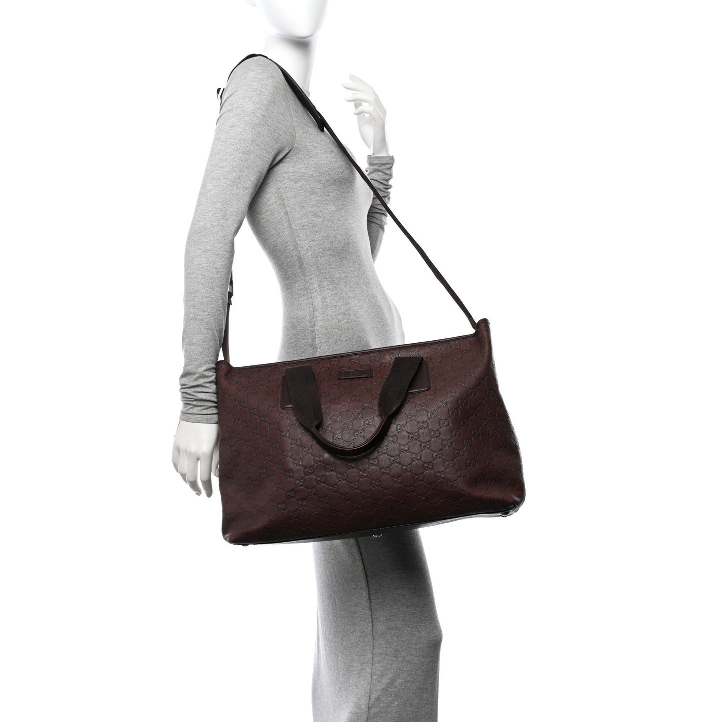 Guccissima Large Zippered Travel Tote Brown