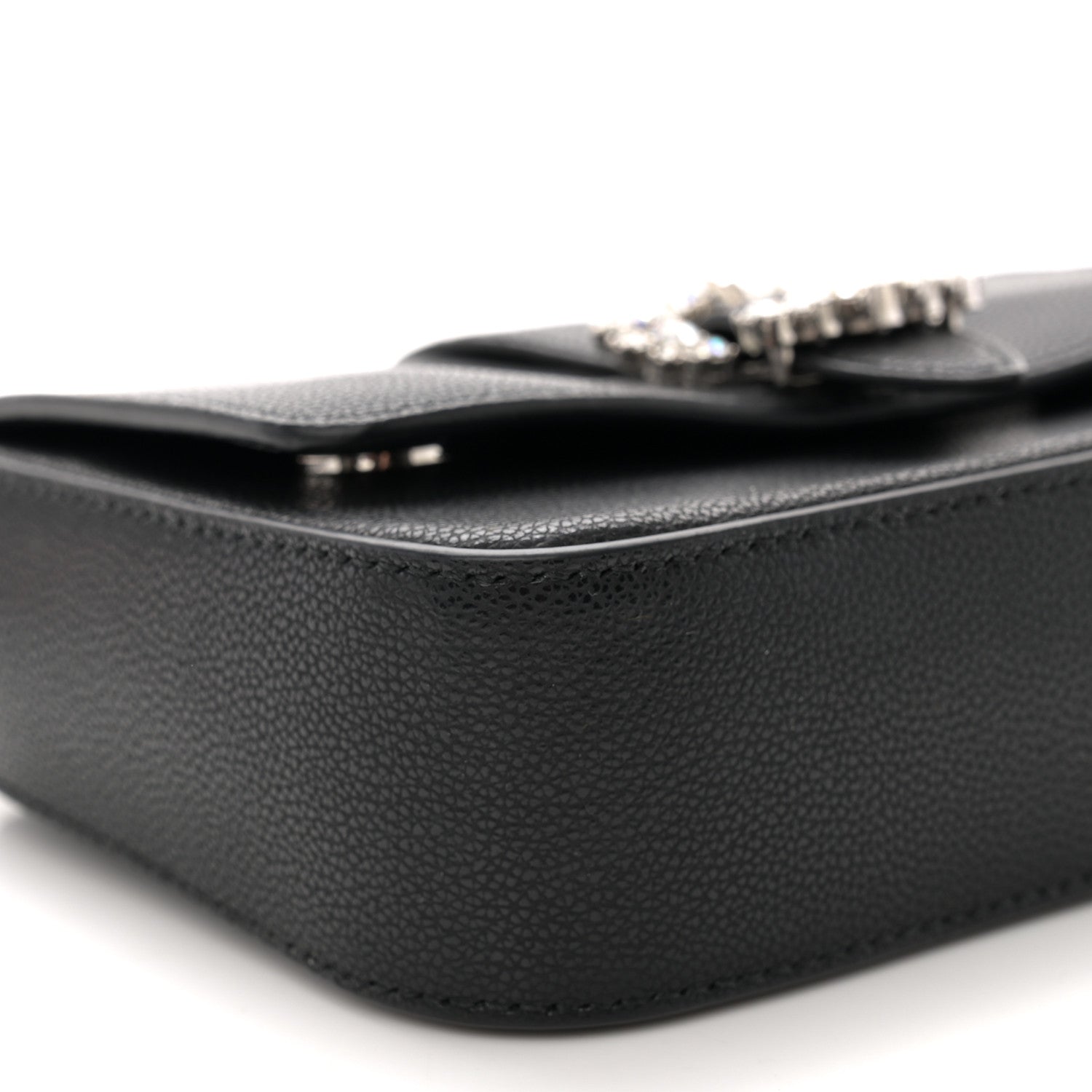 Jimmy Choo Calfskin Crystal Cheri Chain Crossbody Bag Black 9 of 10