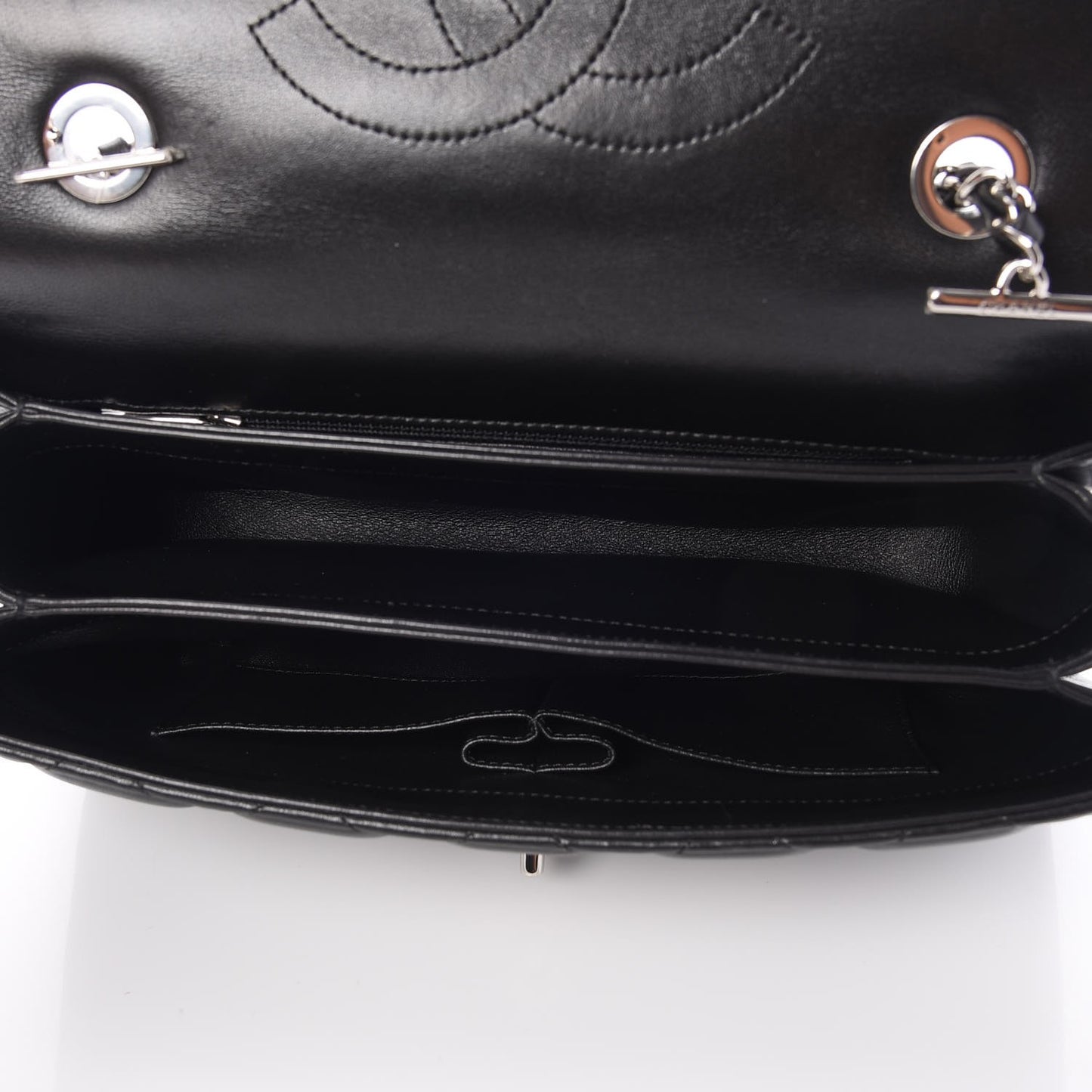 Lambskin Quilted Medium Trendy CC Flap Dual Handle Bag Black