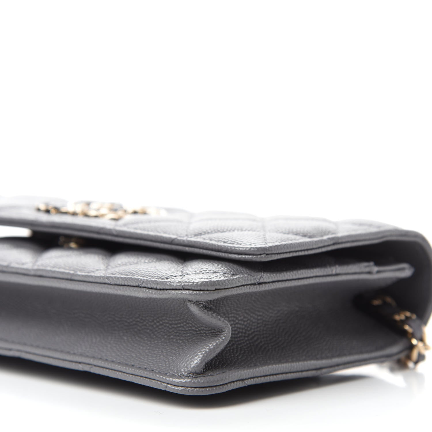 Chanel Caviar Quilted French New Wave Chain CC Wallet On Chain WOC Grey 7 of 13