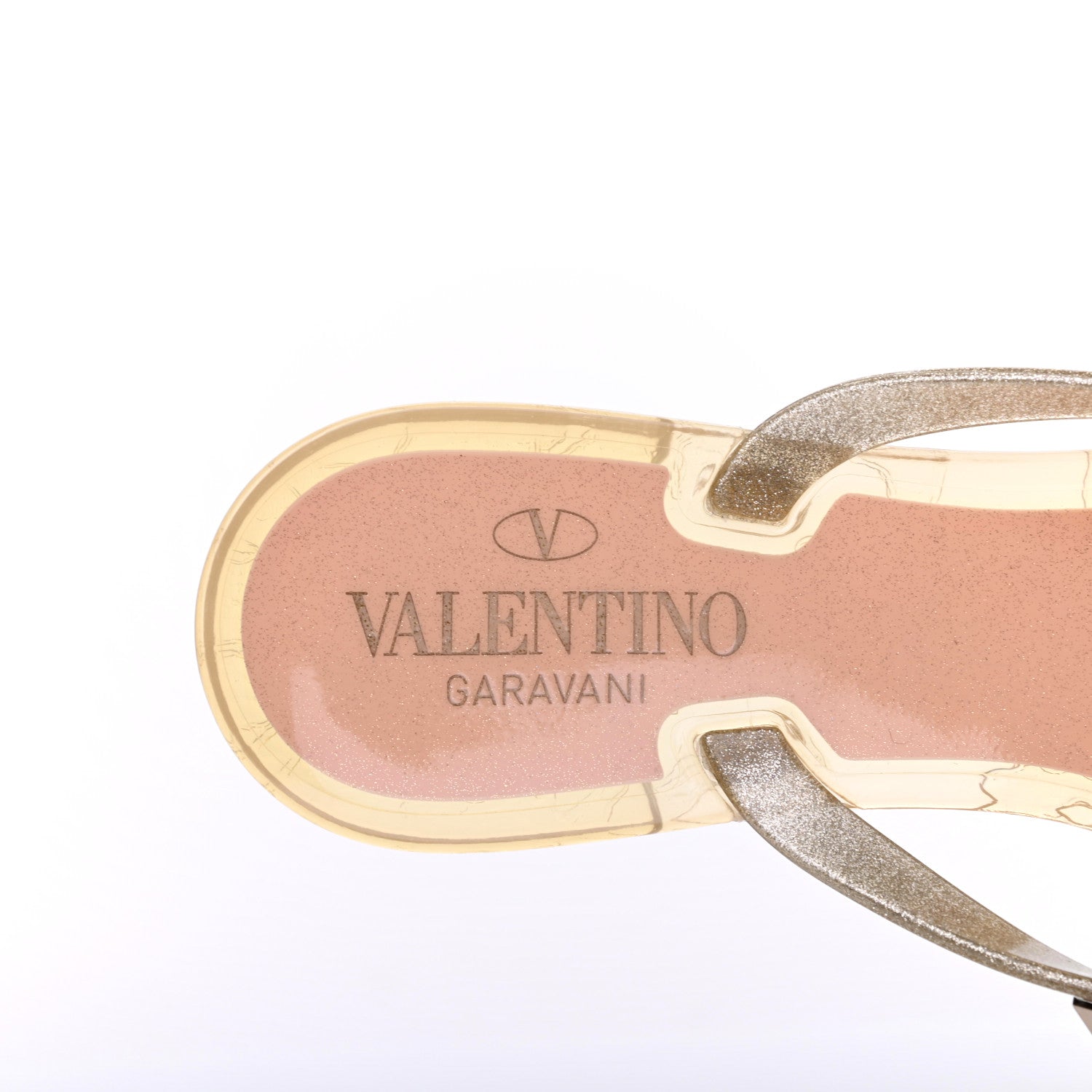 Valentino Garavani PVC Jelly Glitter Rockstud Bow Thong Sandals 38 Oro 7 of 8