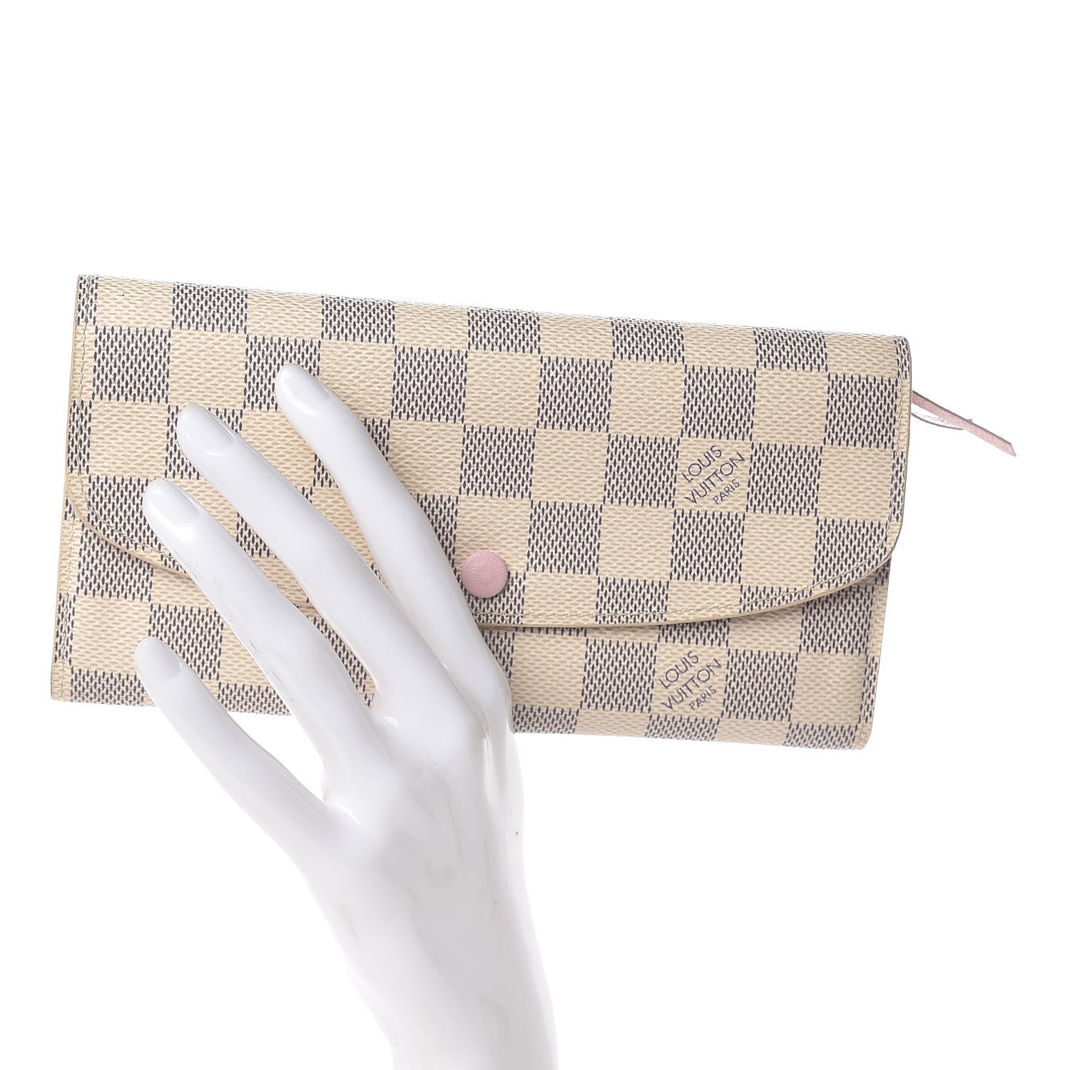 Louis Vuitton Damier Azur Emilie Wallet Rose Ballerine 2 of 7