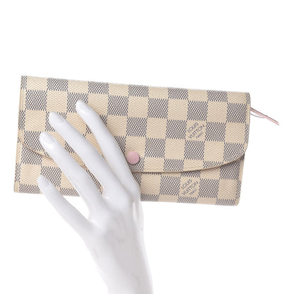 Louis Vuitton Damier Azur Emilie Wallet Rose Ballerine 2 of 7