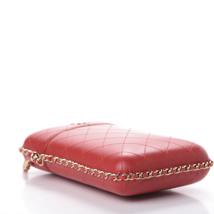 Chanel Lambskin Quilted Chain Around Phone Holder Red 5 of 10