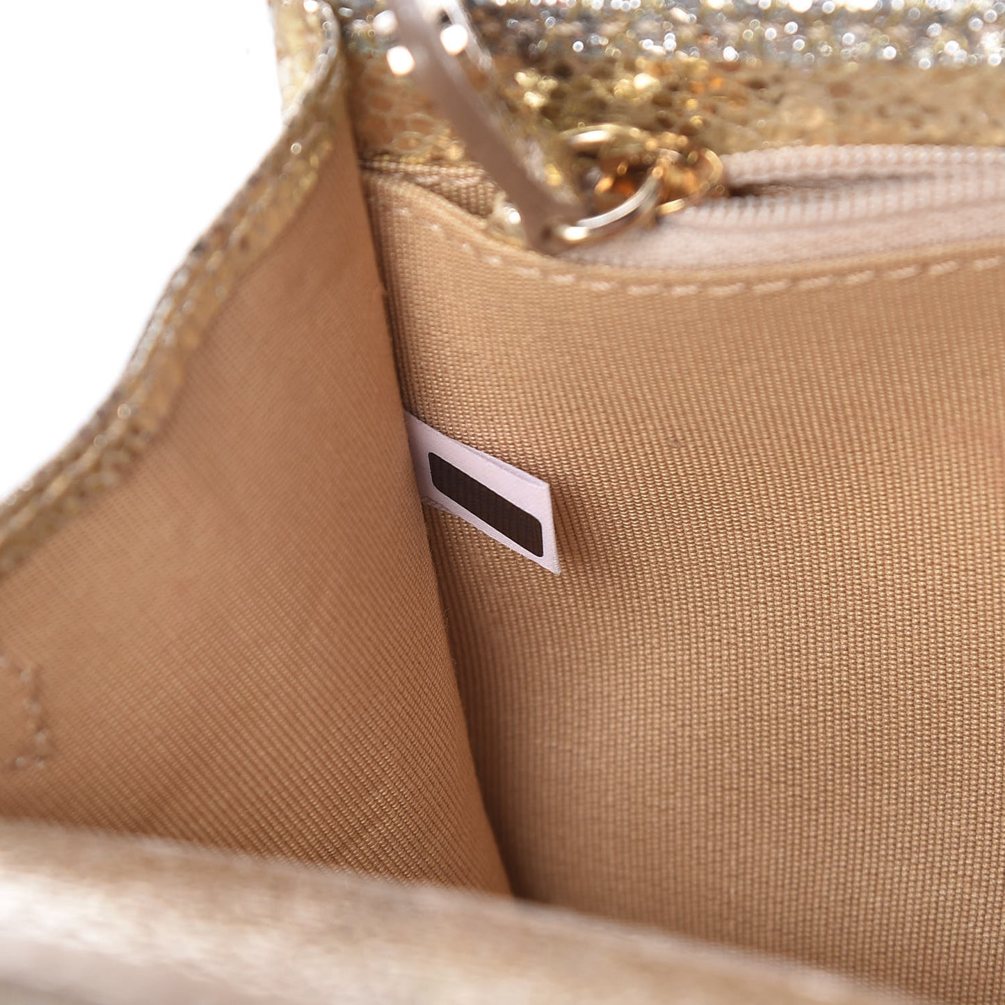 Glitter Fabric Large Riane Clutch Champagne