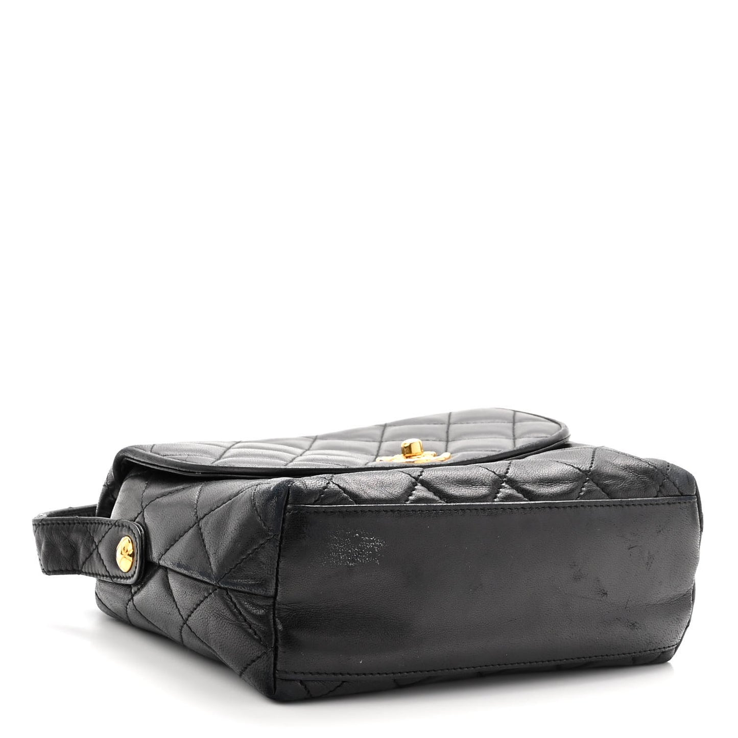 Lambskin Quilted CC Flap Shoulder Bag Black