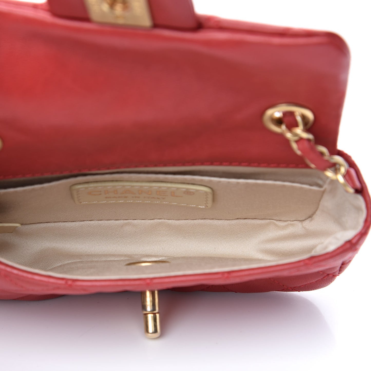 Lambskin Quilted Extra Mini Cruise Charm Flap Red