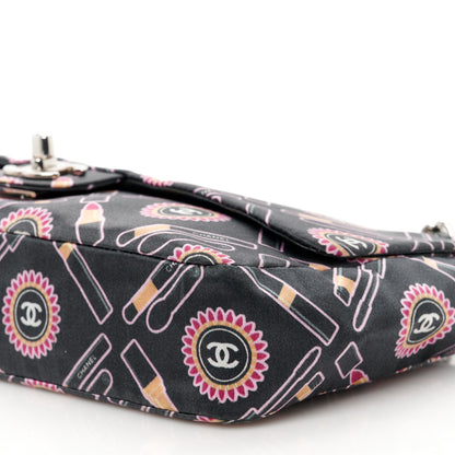 Chanel Satin Printed Lipstick Small Single Flap Black 11 of 11