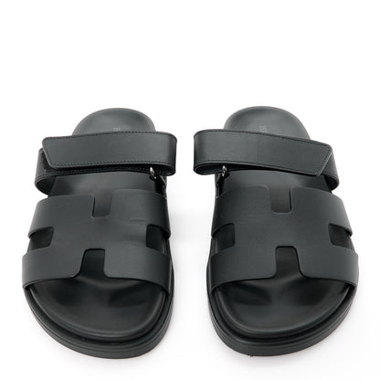 Hermes Calfskin Womens Chypre Sandals 35 Black 2 of 9