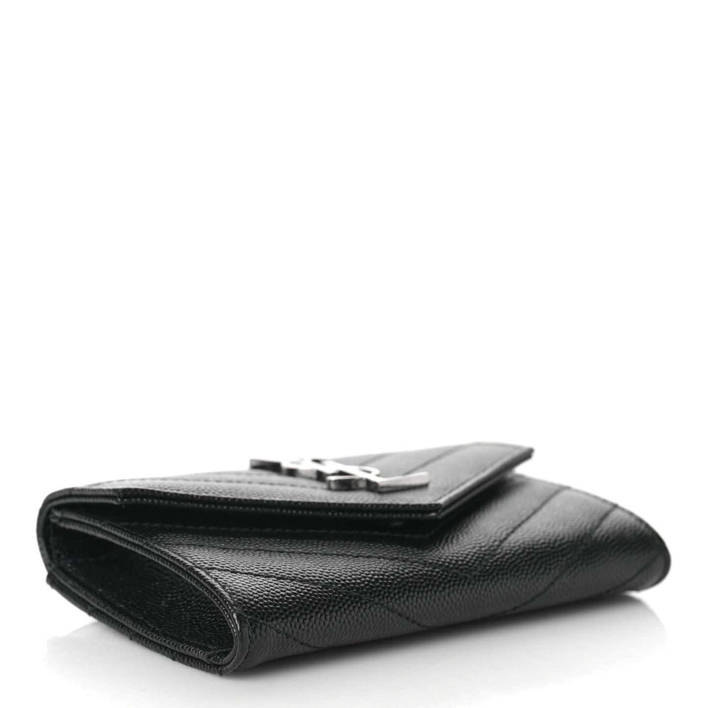 Grain De Poudre Matelasse Chevron Small Monogram Envelope Wallet Black