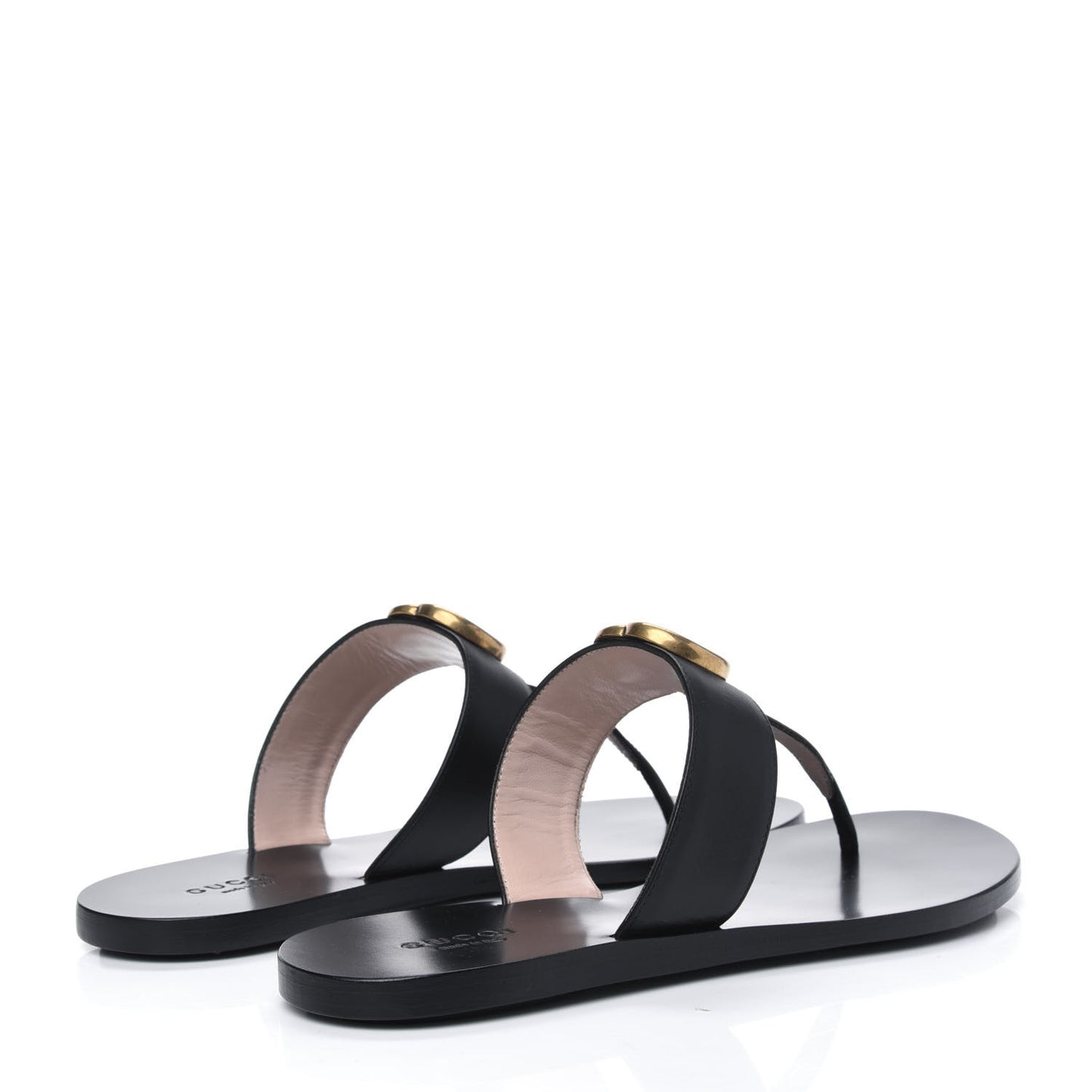 Calfskin GG Marmont Thong Sandals 37.5 Black