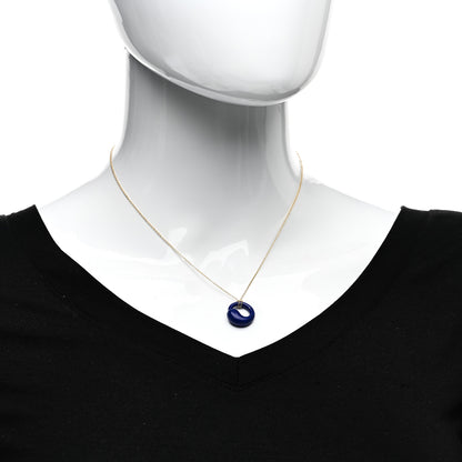 Tiffany 18K Yellow Gold Lapis Lazuli Elsa Peretti Eternal Circle Pendant Necklace 2 of 5