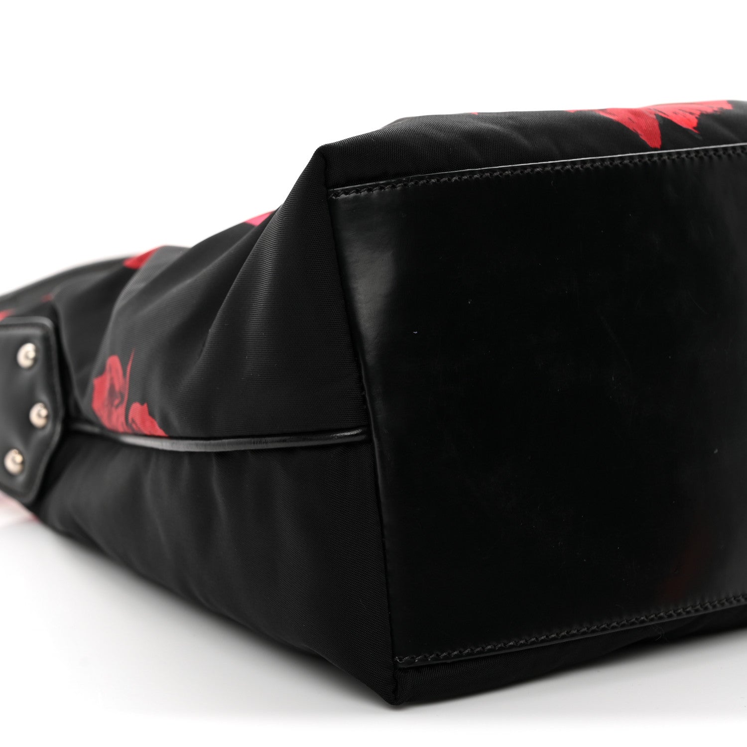 Prada Tessuto Nylon Rose Shoulder Bag Black Rosso 9 of 11