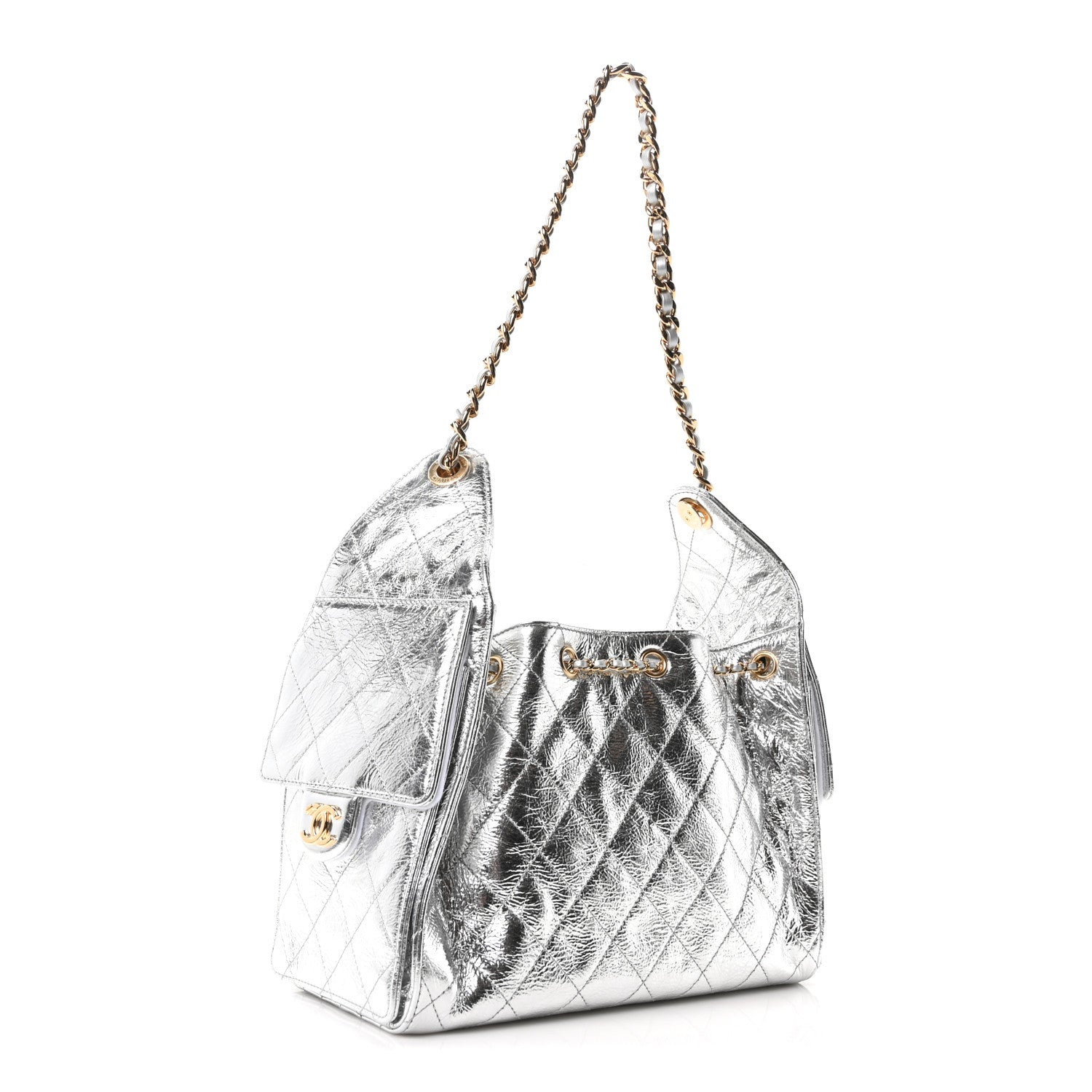 Chanel Metallic Aged Calfskin Quilted Small Chanel 25 Handbag Silver 3 of 12