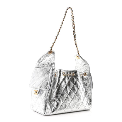 Chanel Metallic Aged Calfskin Quilted Small Chanel 25 Handbag Silver 3 of 12