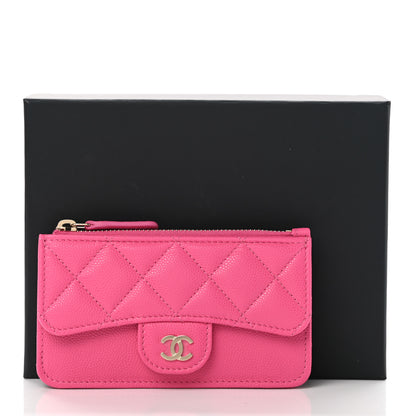 Chanel Caviar Quilted Flap Zip Card Holder Dark Pink 8 of 8