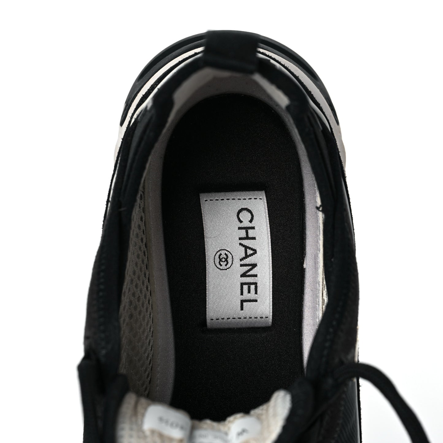 Velvet Calfskin Mixed Fibers CC Sneakers 40.5 Black