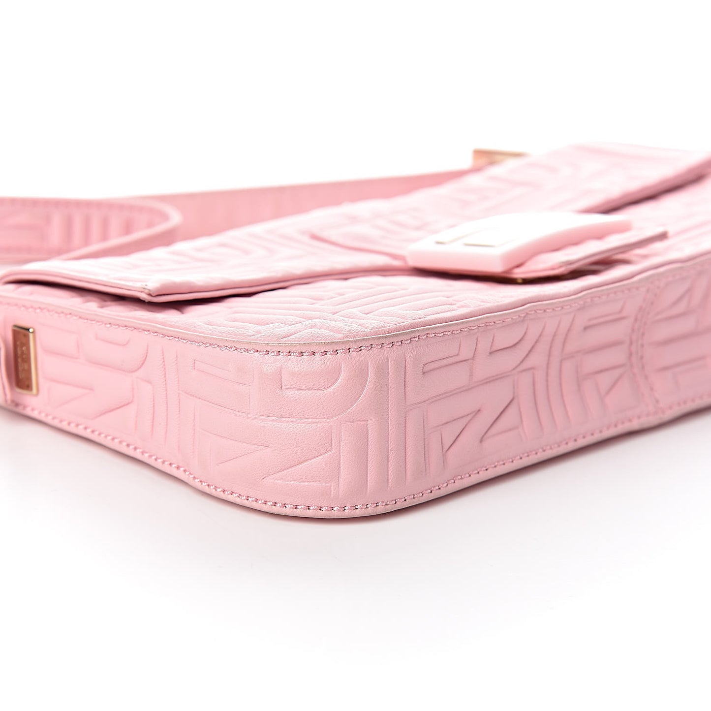 Nappa Logo Embossed Baguette Pink