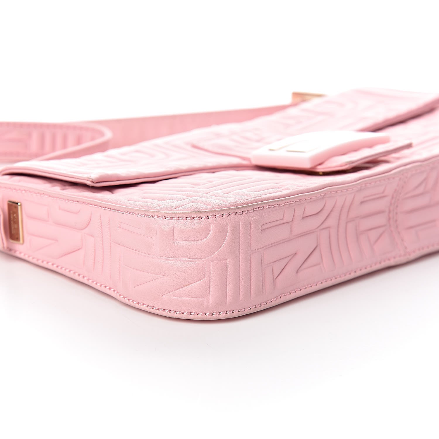 Fendi Nappa Logo Embossed Baguette Pink 7 of 9