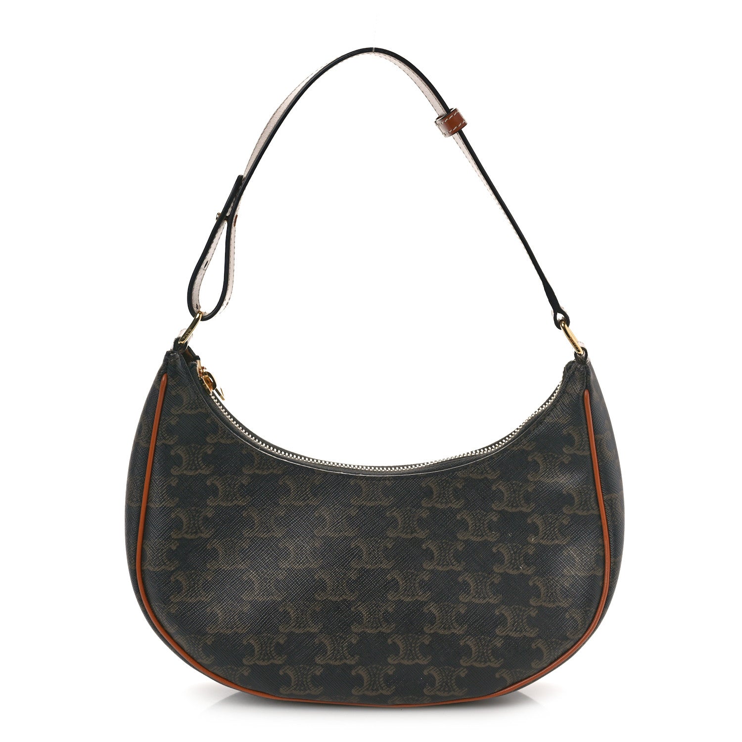 Celine Triomphe Canvas Calfskin Ava Shoulder Bag Tan 1 of 9